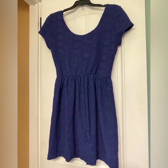 Lily Rose textured mini midi dress size M Navy blue - Picture 3 of 3
